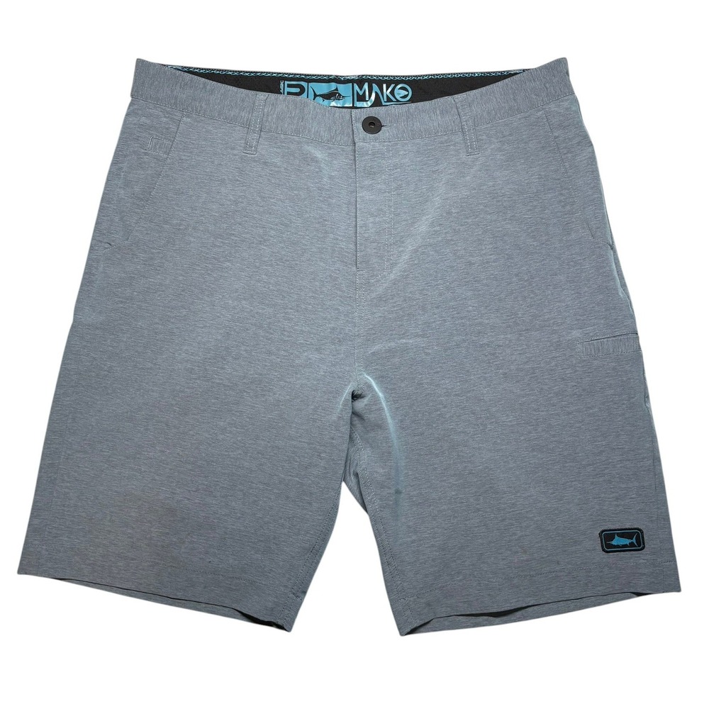 Pelagic Mako Hybrid Shorts Mens 34 Gray Fishing Board Shorts 4-Way Stretch Grey